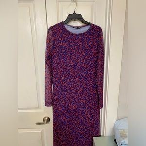 Nasty Gal 12 maxi dress sheer sleeves, purple liner